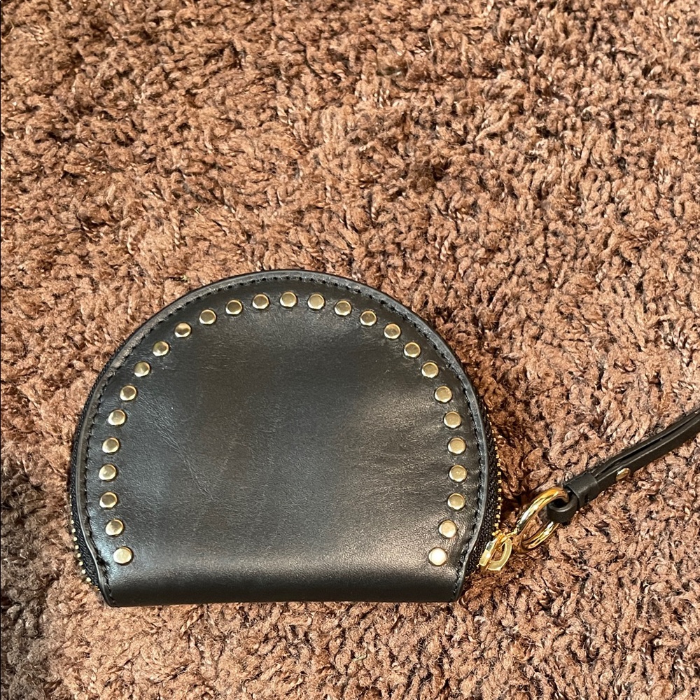 Black Studded Leather Coin Purse